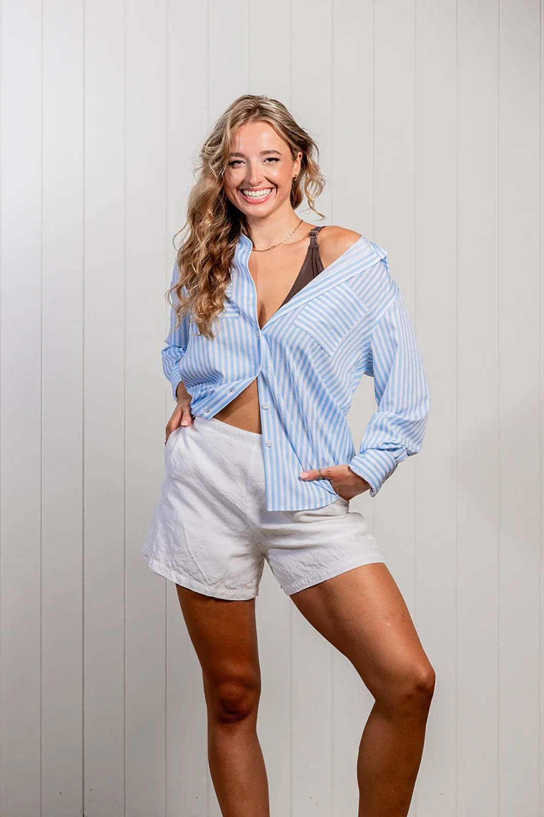 Women's Light Blue Striped Nashie - Image 3