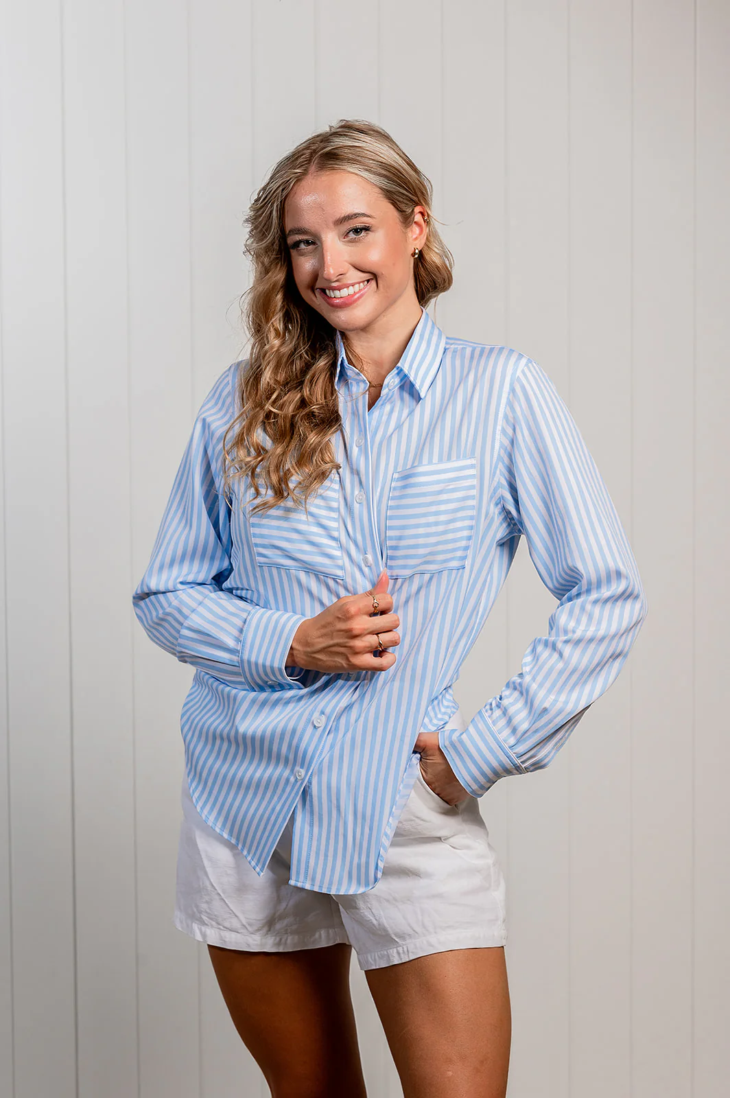 Women's Light Blue Striped Nashie - Image 7
